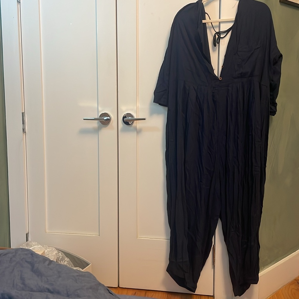Free people navy jumpsuit
